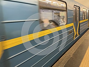 Speeding subway train