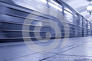 Speeding subway train