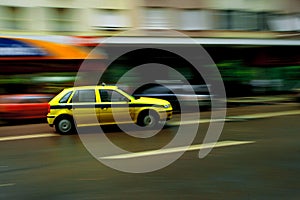Speeding taxi in Rio Brazil