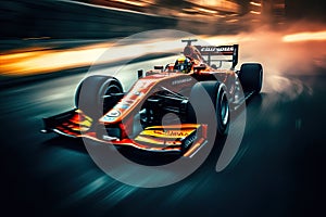 Speeding Thrills: Racing Cars in High-Speed Action on the Track. created with Generative AI