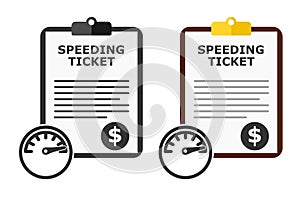 Speeding ticket citation vector set.