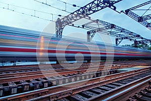 Speeding train on bridge