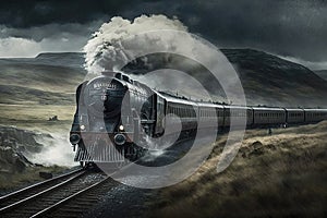 Speeding Train from London to Edinburgh. Perfect for Travel Brochures.