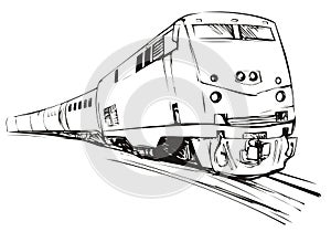 Speeding train sketch style