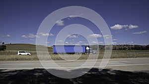 Speeding Truck on a freeway in Country Town midway between Sydney and Melbourne NSW Australia