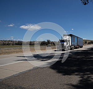 Speeding Truck on a freeway in Country Town midway between Sydney and Melbourne NSW Australia