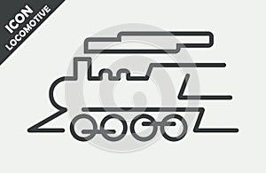 Speeding vintage train editable vector icon. Isolated on white background