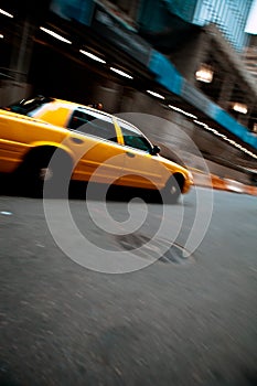 Speeding Yellow City Taxi Cab