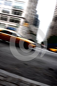 Speeding Yellow Taxi Cab Motion