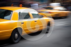 Speeding Yellow Taxi Cabs Motion