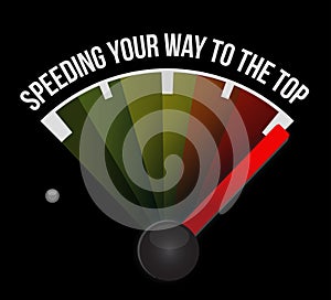 Speeding your way to the top concept speedometer