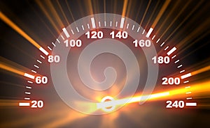 Speedometer on blaze background