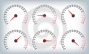 Speedometer for car . Fuel Gauge and Tachometer / meter vector