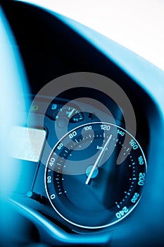 Speedometer close-up with excesive speed