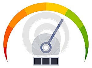 Speedometer conrol panel gauge. Color perfomance indicator