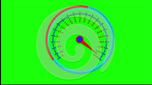 Speedometer Dashboard Animation On Green Screen Background. Closeup View Of Speedometer. Car Bike High Speed Meter. High Speed