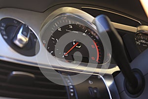 Speedometer on dashboard in the modern car