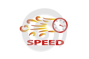 Speedometer with flames fire logo, blazing intensity, racing innovation symbol