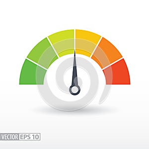 Speedometer flat icon. Sign colorful speedometer. Vector logo for web design