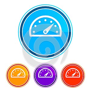 Speedometer gauge icon flat design round buttons set illustration design