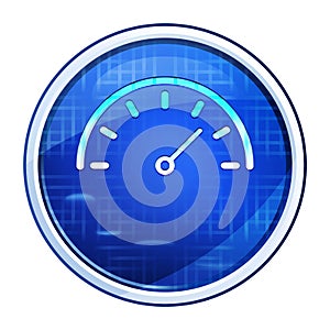 Speedometer gauge icon futuristic blue round button vector illustration