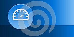 Speedometer gauge icon glassy modern blue button abstract background