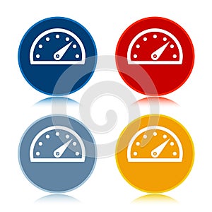 Speedometer gauge icon trendy flat round buttons set illustration design