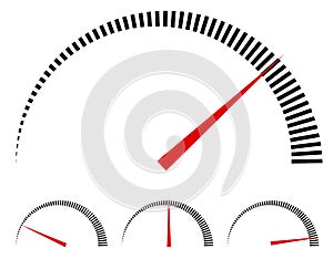 Speedometer or generic meters, gauges with red needle