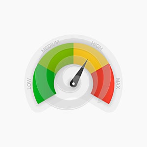 Speedometer icon. Colorful Info-graphic. High risk meter