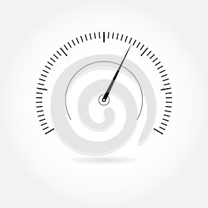 Speedometer icon. Gauge, measure or meter sign for speed test, download, loading interface. Infographics design element. Vector il