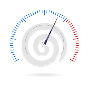 Speedometer icon. Gauge, measure or meter sign for speed test, download, loading interface. Infographics design element. Vector il