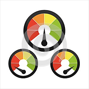 Speedometer icon low to high. Low to high speedometer icon vector graphic design artwork