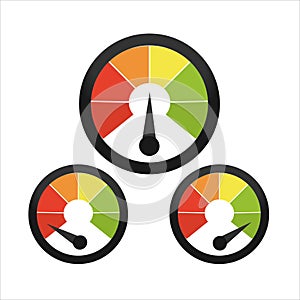 Speedometer icon low to high. Low to high speedometer icon vector graphic design artwork.