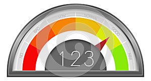 Speedometer icon. Perfomance measure indicator. Pressure meter