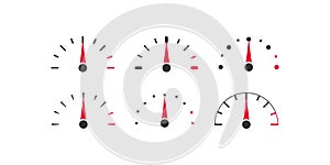 Speedometer icon set. Tachometer illustration symbol. Sign fuel meter vector