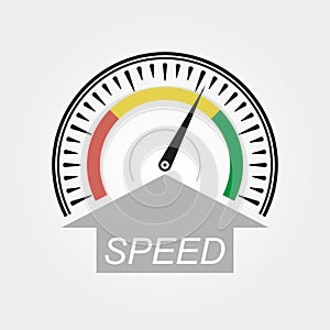 Speedometer icon. Speed symbol. Gauge and rpm meter logo. Vector illustration.