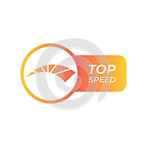 Speedometer icon, vector . Gradient Top Speed icon with speedometer