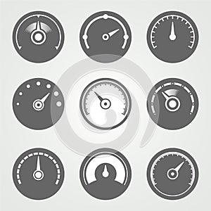 Speedometer icons set. Vector technology illustration