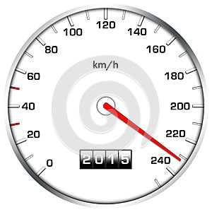 Speedometer illustration with needle on high speed