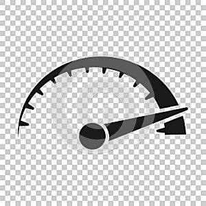 Speedometer level sign icon in transparent style. Accelerate vector illustration on isolated background. Motion tachometer