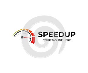 Speedometer logo template. Speed meter vector design