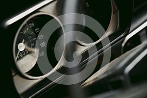 Speedometer meter gauge on an old vintage car