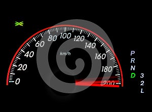 Speedometer with moving arrow in high speed