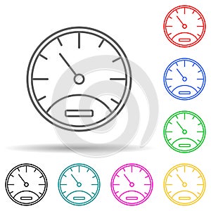 speedometer multi color style icon. Simple thin line, outline vector of measuring Instruments icons for ui and ux, website or