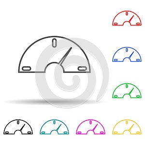 speedometer multi color style icon. Simple thin line, outline vector of web icons for ui and ux, website or mobile application
