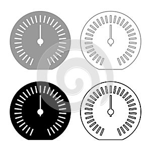 Speedometer odometer speed counter meter set icon grey black color vector illustration image solid fill outline contour line thin