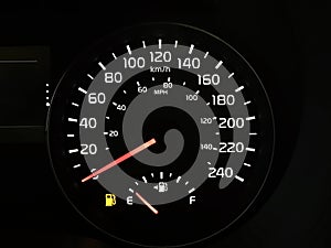 Speedometer Showing An Empty Fuel Tank