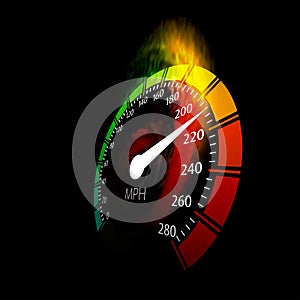 Speedometer with speed fire path