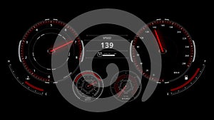 Speedometer of speeding car, sports race, launch control