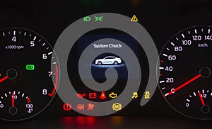 Speedometer and tachometer with additional instruments on car da